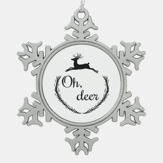 Oh Deer Funny Style Design  Tin Sneeuwvlok Ornament (Voorkant)