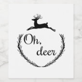 Oh Deer Funny Style Design  Wijn Etiket (Enkel label)