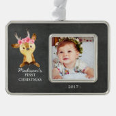 Oh Deer Girls Baby's 1e kerstfoto Ornament (Voorkant)