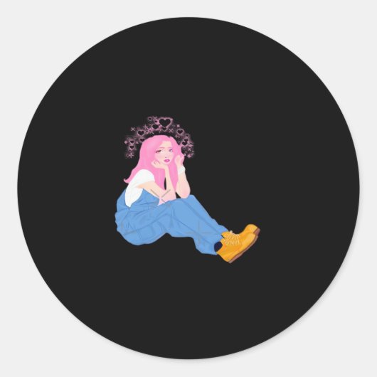 Oh Deer Graphic Artistic Design Ronde Sticker (Voorkant)