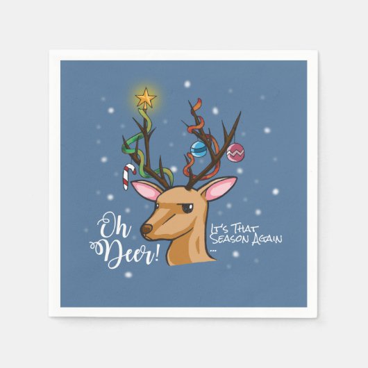 Oh Deer | Grappig Woodland Christmas karakter Servetten (Voorkant)