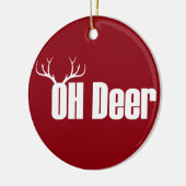 Oh Deer grappige kersttekst met rendierantlers Keramisch Ornament (Links)