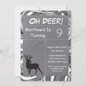 Oh Deer Gray Camouflage Birthday Party nodigt uit (Voorkant)