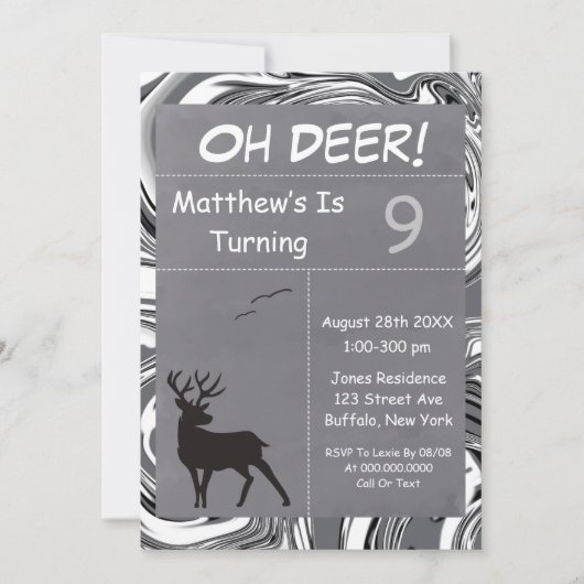 Oh Deer Gray Camouflage Birthday Party nodigt uit (Voorkant)