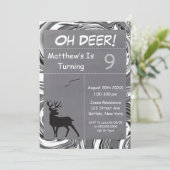 Oh Deer Gray Camouflage Birthday Party nodigt uit (Staand voorkant)