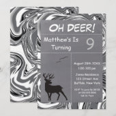 Oh Deer Gray Camouflage Birthday Party nodigt uit (Voorkant / Achterkant)
