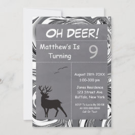 Oh Deer Gray Camouflage Birthday Party nodigt uit