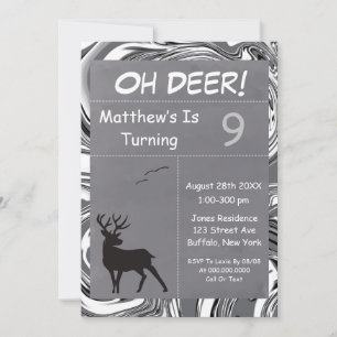 Oh Deer Gray Camouflage Birthday Party nodigt uit