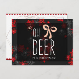Oh Deer Gray Glitter Sparkles kerstcadeau Uitnodiging Briefkaart