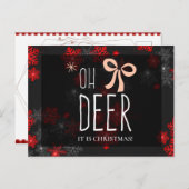 Oh Deer Gray Glitter Sparkles kerstcadeau Uitnodiging Briefkaart (Voorkant / Achterkant)