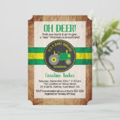 Oh Deer Green Tractor Baby shower Uitnodiging (Staand voorkant)