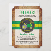 Oh Deer Green Tractor Baby shower Uitnodiging (Voorkant)