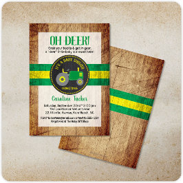 Oh Deer Green Tractor Baby shower Uitnodiging