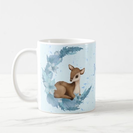 Oh, Deer heerlijke Bambi blauwe Flowers Clouds Dus Koffiemok (Links)