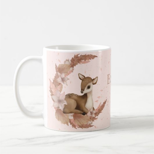Oh, Deer heerlijke Bambi op Flowers met Clouds Sta Koffiemok (Links)