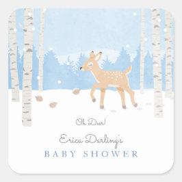 Oh Deer - het is een baby shower hert in besneeuwd Vierkante Sticker