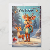 Oh Deer! Het is een kerstfeest in Woodland Feestdagenkaart (Voorkant)