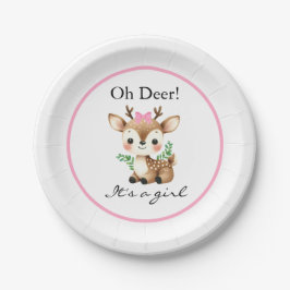 Oh Deer, het is een meisje Baby shower party Papieren Bordje