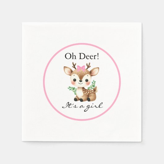 Oh Deer Het is een meisje Schattige Baby shower Pa Servet (Voorkant)