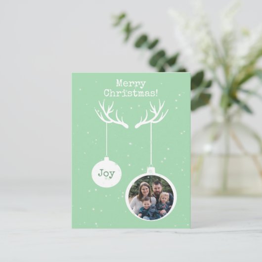 Oh Deer, het is Kerstmis [groen] - Vakantiegaand B Uitnodiging Briefkaart (Staand voorkant)