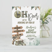 Oh Deer Hunting Camo Birthday Invitation Kaart (Staand voorkant)