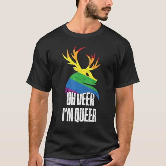 Oh Deer ik ben Queer Lgbt Gay Pride T-shirt (Voorkant)