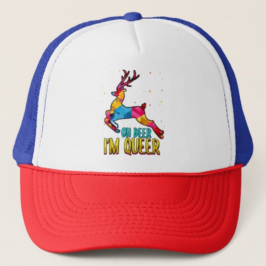 Oh Deer Ik ben Queer LGBT Pride Maand Trucker Pet (Voorkant)