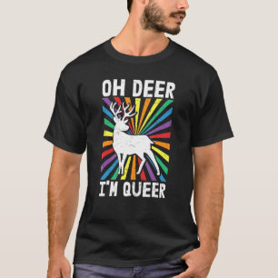 Oh Deer Ik ben Queer LHBTQ Rainbow Gay Lesbische Q T-shirt