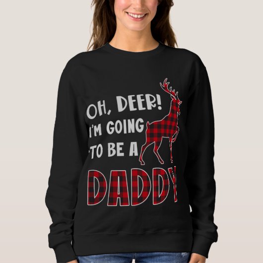 Oh Deer I'm Going To Be a Daddy Plaid Reindeer Chr Trui (Voorkant)