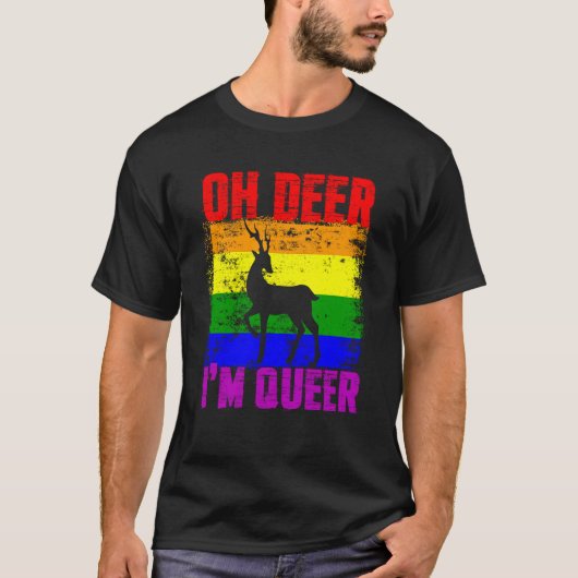 Oh Deer I'm Queer Gay Pride Month LGBTQ Pride T-shirt (Voorkant)