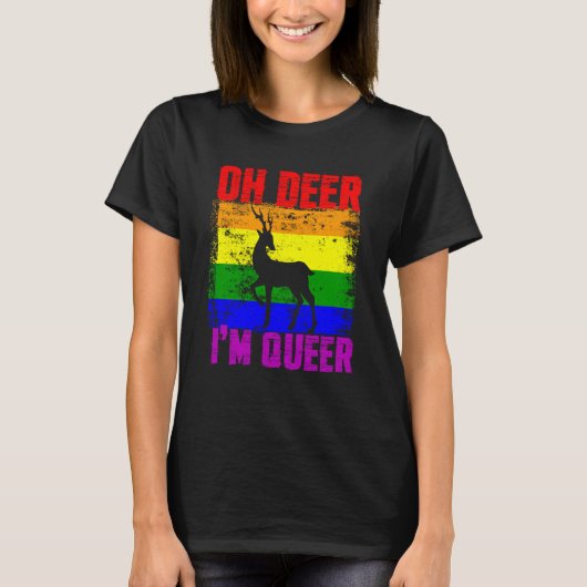 Oh Deer I'm Queer Gay Pride Month LGBTQ Pride T-shirt (Voorkant)