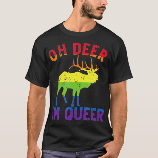 Oh Deer Im Queer Rainbow LGBT Gay Pride Lesbian T-shirt (Voorkant)