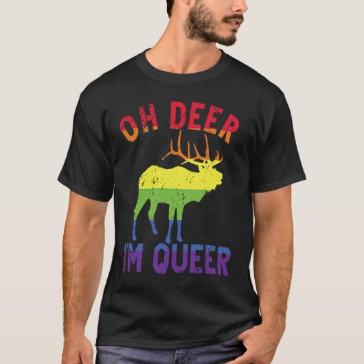 Oh Deer Im Queer Rainbow LGBT Gay Pride Pansexual  T-shirt (Voorkant)