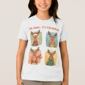 Oh Deer It’s Christmas Funny Design Tri-Blend Shirt (Voorkant)