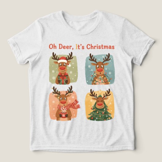 Oh Deer It’s Christmas Funny Design Tri-Blend Shirt (Design voorkant)