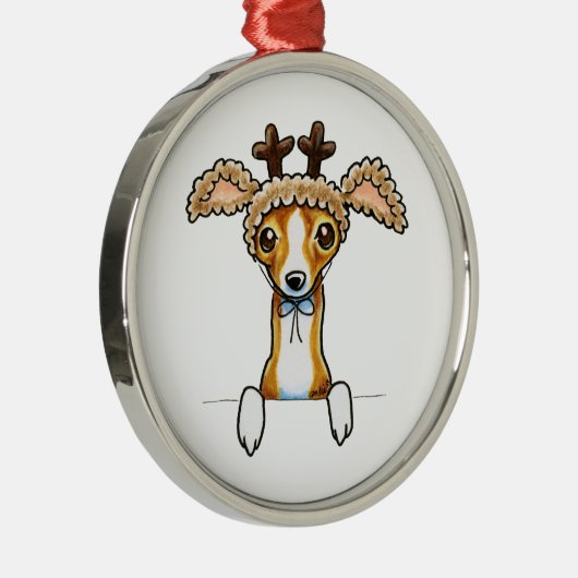 Oh Deer Italiaanse Greyhound Metalen Ornament (Rechts)