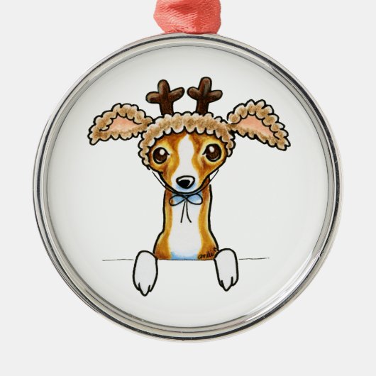 Oh Deer Italiaanse Greyhound Metalen Ornament (Voorkant)