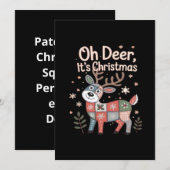Oh Deer Its Christmas Miniature Patchwork Squares Feestdagenkaart (Voorkant / Achterkant)
