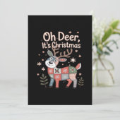 Oh Deer Its Christmas Miniature Patchwork Squares Feestdagenkaart (Staand voorkant)