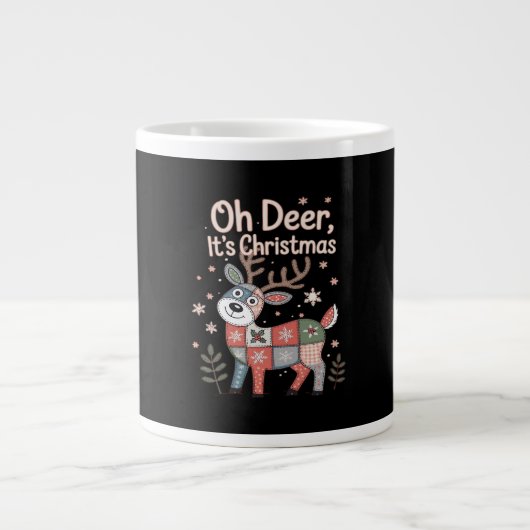 Oh Deer Its Christmas Miniature Patchwork Squares Grote Koffiekop (Voorkant)