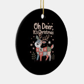 Oh Deer Its Christmas Miniature Patchwork Squares Keramisch Ornament (Rechts)
