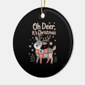 Oh Deer Its Christmas Miniature Patchwork Squares Keramisch Ornament (Links)
