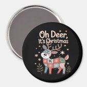 Oh Deer Its Christmas Miniature Patchwork Squares Magneet (Voorkant / Achterkant)