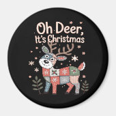 Oh Deer Its Christmas Miniature Patchwork Squares Magneet (Voorkant)