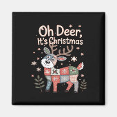 Oh Deer Its Christmas Miniature Patchwork Squares Magneet (Voorkant)