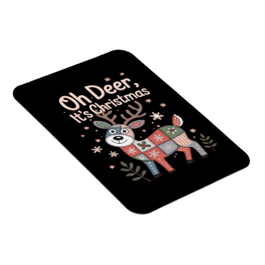 Oh Deer Its Christmas Miniature Patchwork Squares Magneet (Rechterzijde)