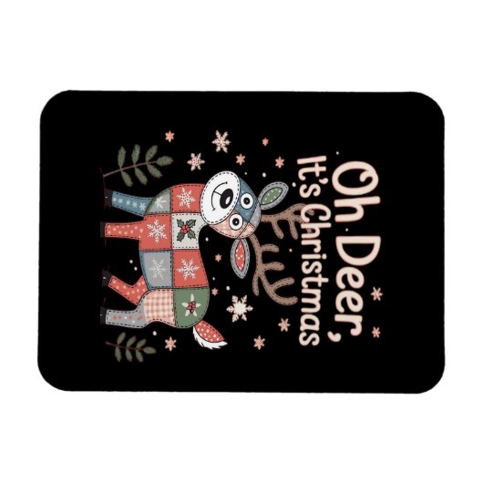 Oh Deer Its Christmas Miniature Patchwork Squares Magneet (Horizontaal)