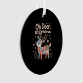 Oh Deer Its Christmas Miniature Patchwork Squares Ornament (voorkant)