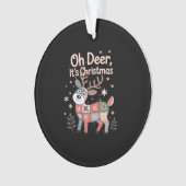 Oh Deer Its Christmas Miniature Patchwork Squares Ornament (voorkant)