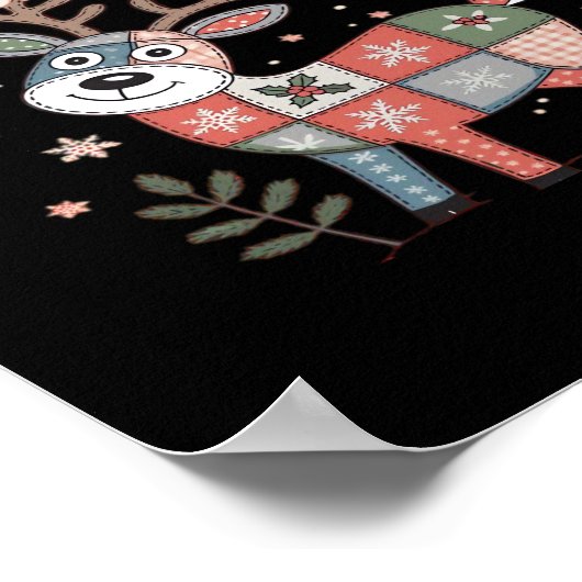 Oh Deer Its Christmas Miniature Patchwork Squares Poster (Hoek)